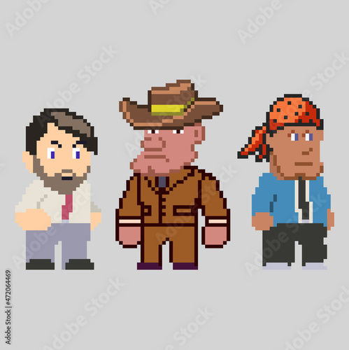 Set of pixel men characters in art style © Markov