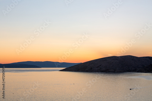 Sunset over the sea, calm weather