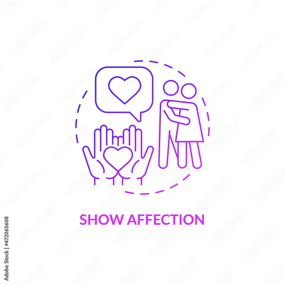 Show affection purple gradient concept icon. Partner support during pregnancy abstract idea thin line illustration. Treating expecting mom with care. Vector isolated outline color drawing