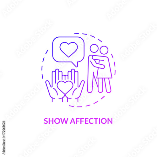 Show affection purple gradient concept icon. Partner support during pregnancy abstract idea thin line illustration. Treating expecting mom with care. Vector isolated outline color drawing
