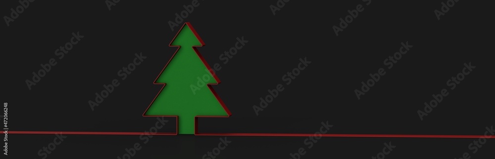 abstract christmas tree ribbon ball 3d rendering abstract christmas tree ribbon ball 3d rendering
