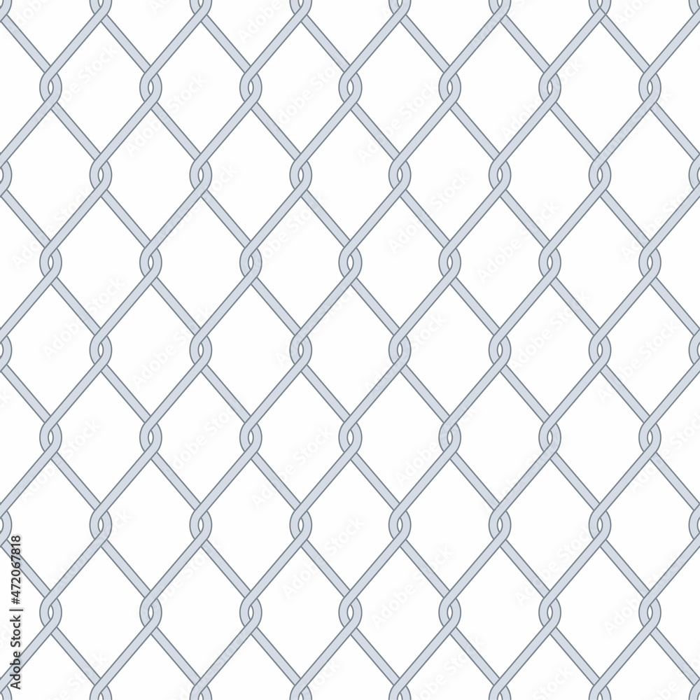 Chain link fence seamless pattern. Wired mesh steel gray fence in cartoon style. Template design for prison barrier, industrial safety zone, secured property, cage production. Vector illustartion Chain link fence seamless pattern. Wired mesh steel gray fence in cartoon style. Template design for prison barrier, industrial safety zone, secured property, cage production. Vector illustartion