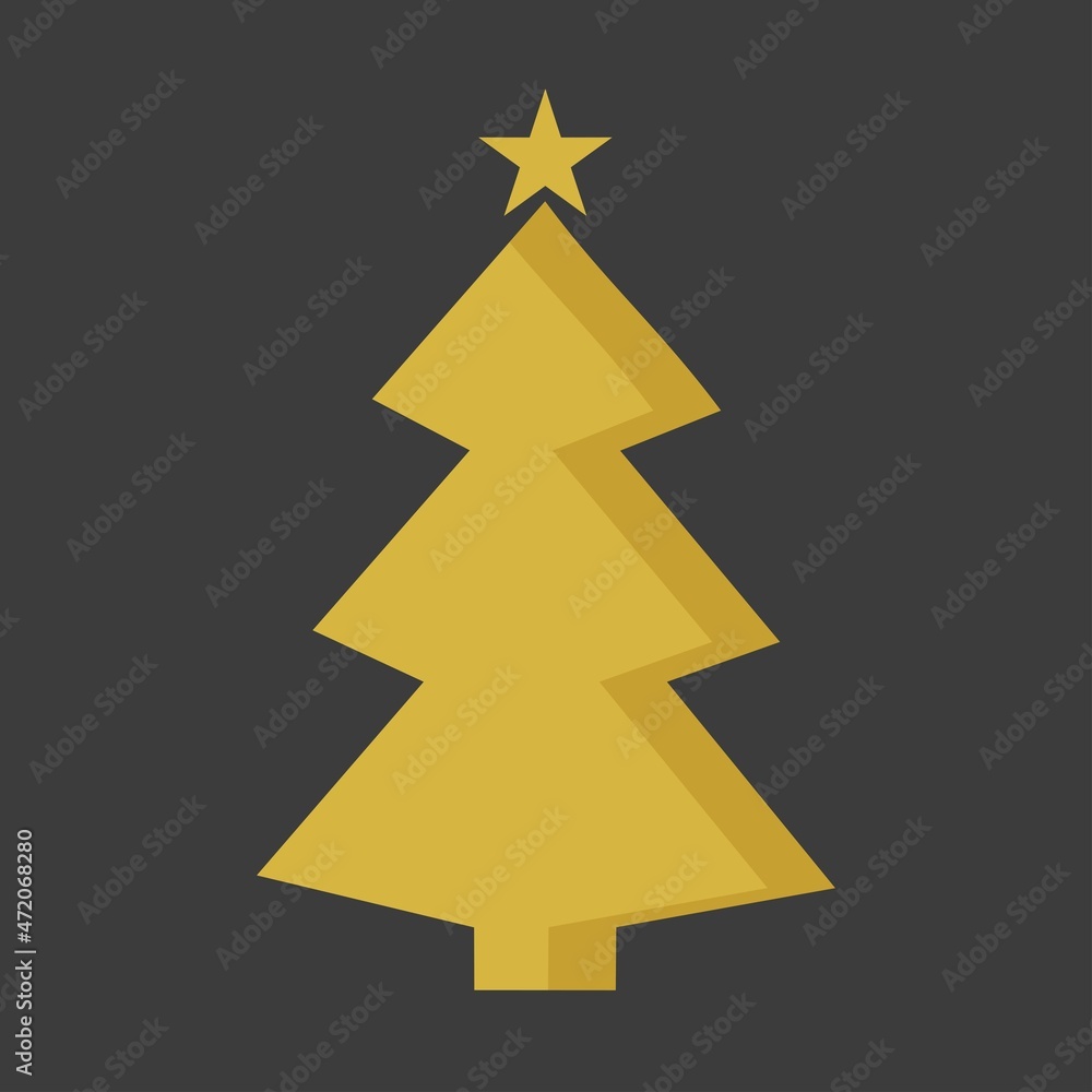 Fototapeta premium golden tree. golden spruce icon. new year theme.