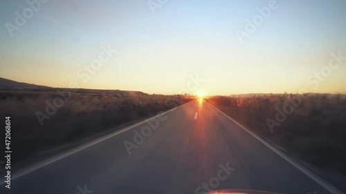 Wallpaper Mural Driving on the rural road at sunset with a big cargo truck passing fast Torontodigital.ca