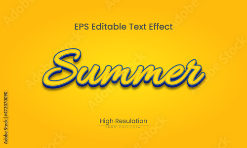 Summer 3D text effect and essay editable vector file