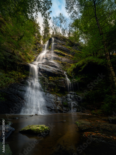 waterfall in the forest, basque country gorbea park
