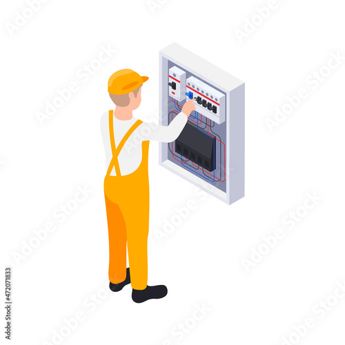 Electrician With Panel Composition