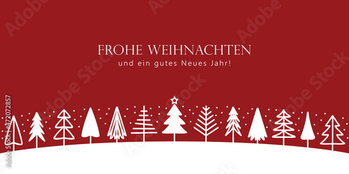 blue and white abstract winter landscape fir border christmas tree