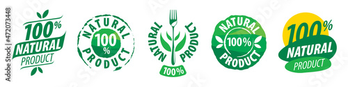 A set of vector logos of a natural product on a white background