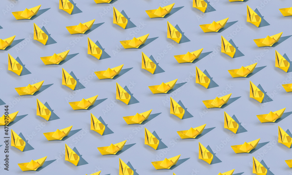 abstract background in flat lay style of paper boats. abstract background in flat lay style of paper boats.