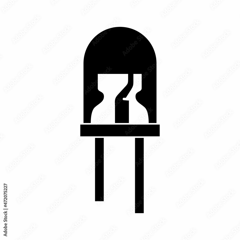 Light emitting diode icon on yellow background. Illuminated elements ...