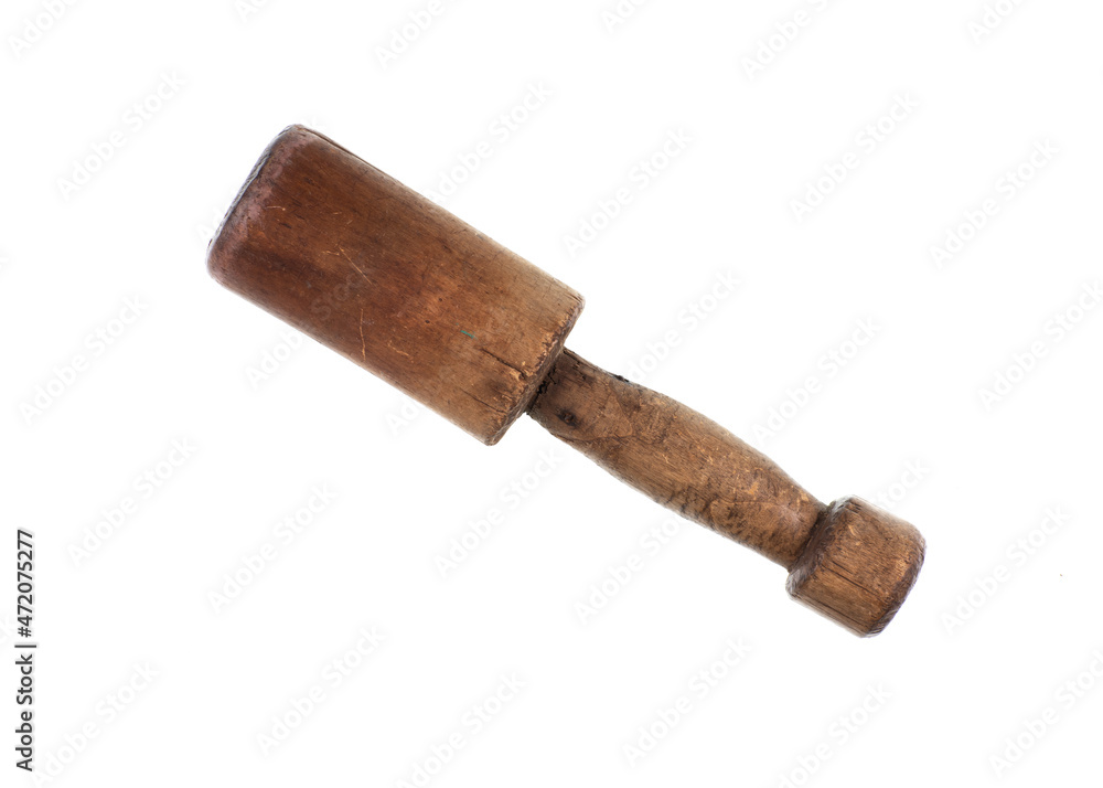 antique wooden club isolated on white background