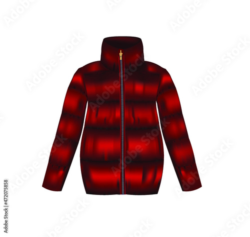 Red  puffer jacket. vector illustration