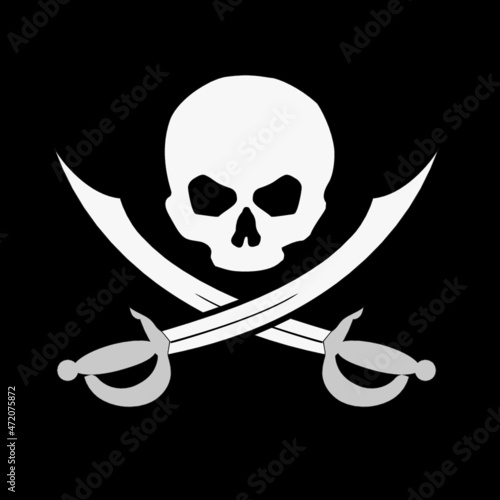 Skull and crossed swords pirate or danger symbol