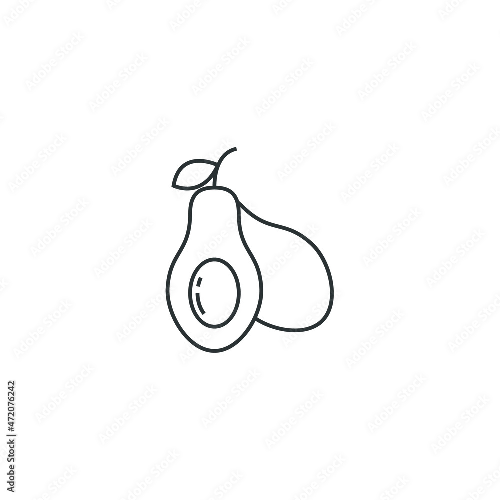 Vector sign of the avocado symbol is isolated on a white background. avocado icon color editable. Vector sign of the avocado symbol is isolated on a white background. avocado icon color editable.
