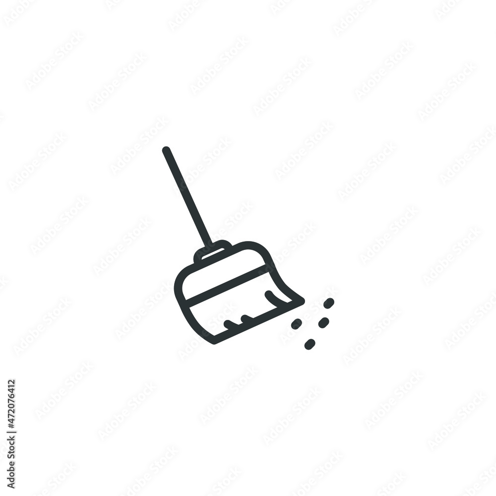 Vector sign of the broom symbol is isolated on a white background. broom icon color editable. Vector sign of the broom symbol is isolated on a white background. broom icon color editable.