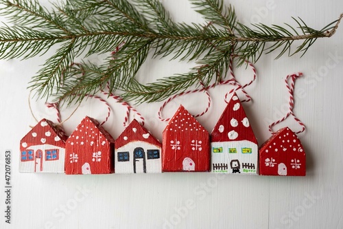 little craft wooden houses as house warming gift shelf or wall decor ornament christmas tree ornament 