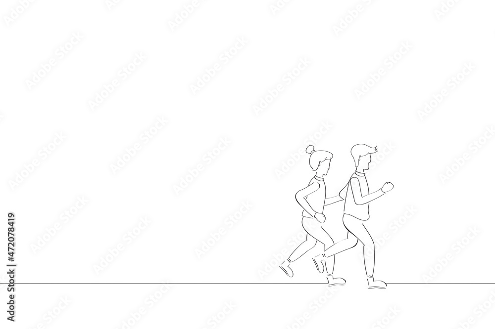 Marathon runners isolated on white background. For web site, poster, placard, print material and mobile app. Creative art, modern drawing concept, vector illustration