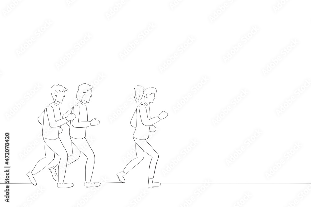 Marathon runners isolated on white background. For web site, poster, placard, print material and mobile app. Creative art, modern drawing concept, vector illustration Marathon runners isolated on white background. For web site, poster, placard, print material and mobile app. Creative art, modern drawing concept, vector illustration