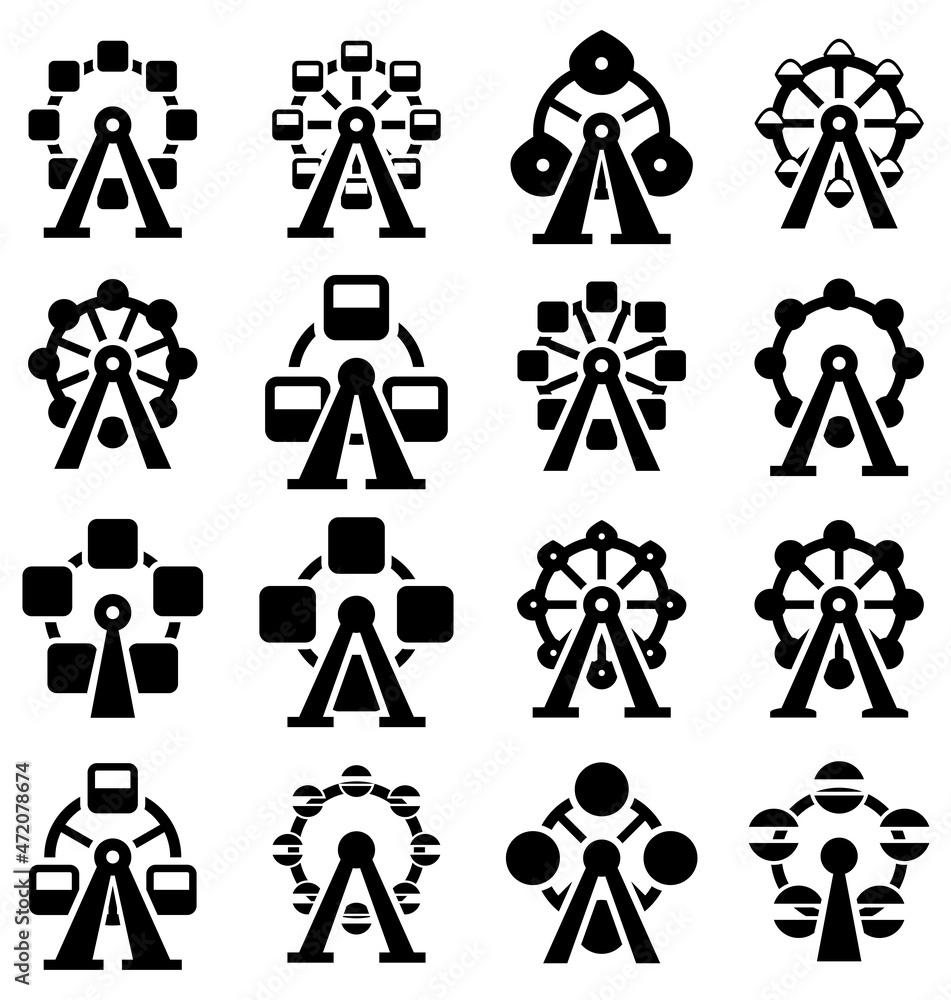 vector collection of park ferris wheel icons vector collection of park ferris wheel icons