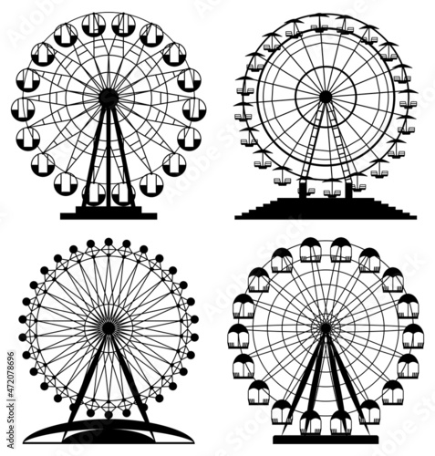 vector collection of park ferris wheels