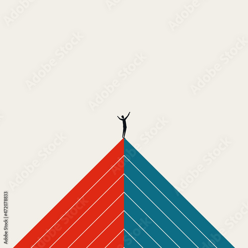 Business winner vector concept. Symbol of career top, ambition, success, growth. Minimal illustration.