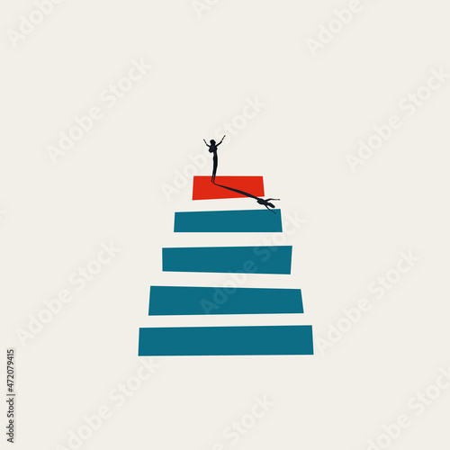Business winner vector concept. Symbol of career top, ambition, success, growth. Minimal illustration.