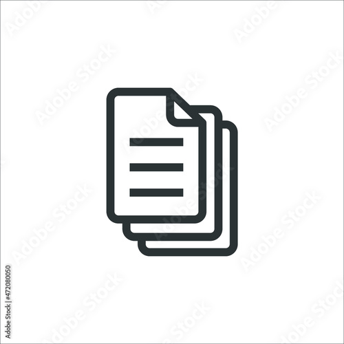 Vector sign of the document symbol is isolated on a white background. document icon color editable.