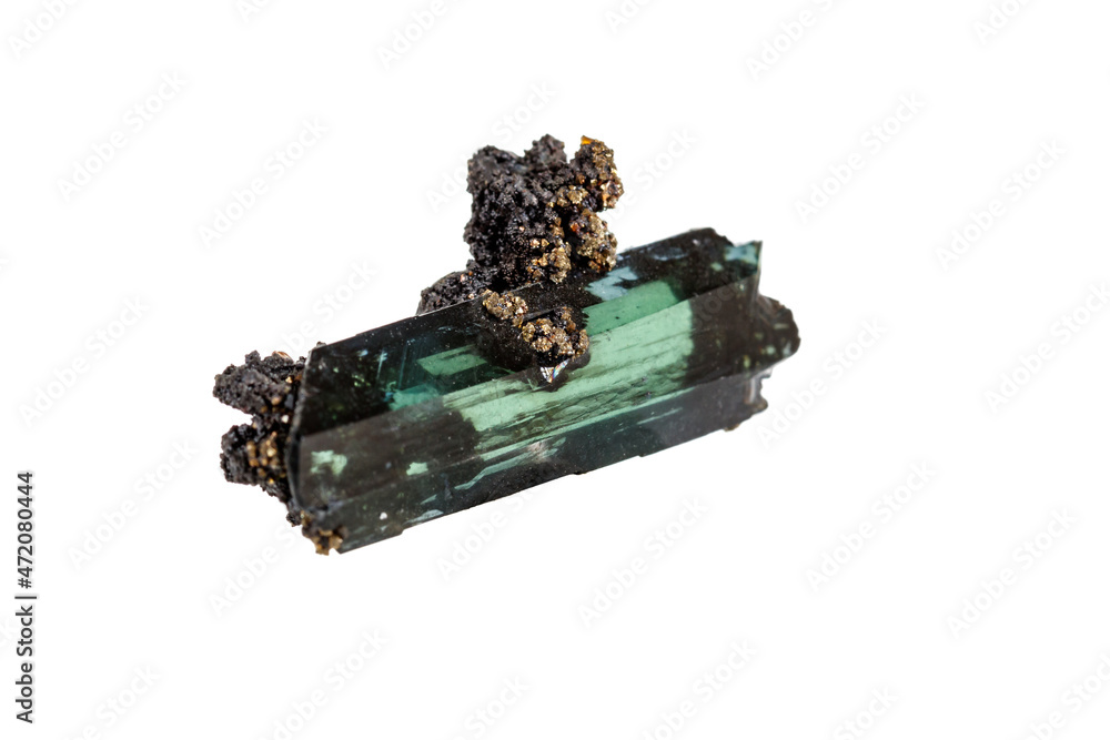 Macro stone Vivianite mineral on white background Macro stone Vivianite mineral on white background