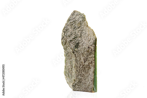 Macro stone Nephrite mineral on white background