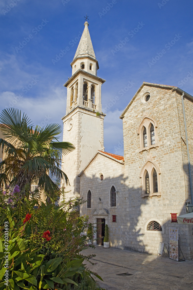 Cathedral of St. John in Old Town of  Budva, Montenegro