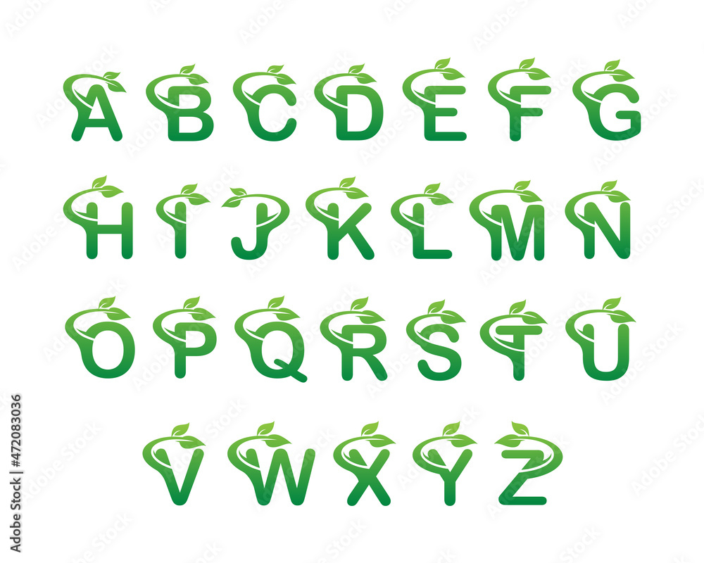 fresh leaf alphabet template design fresh leaf alphabet template design