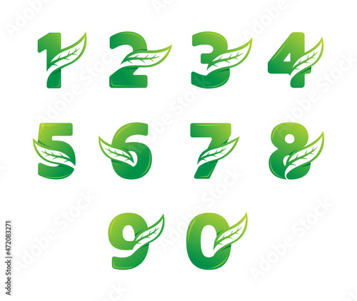nature leaf number alphabet concept design