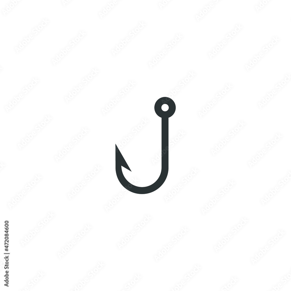 Vector sign of the fishing hook symbol is isolated on a white background. fishing hook icon color editable.
