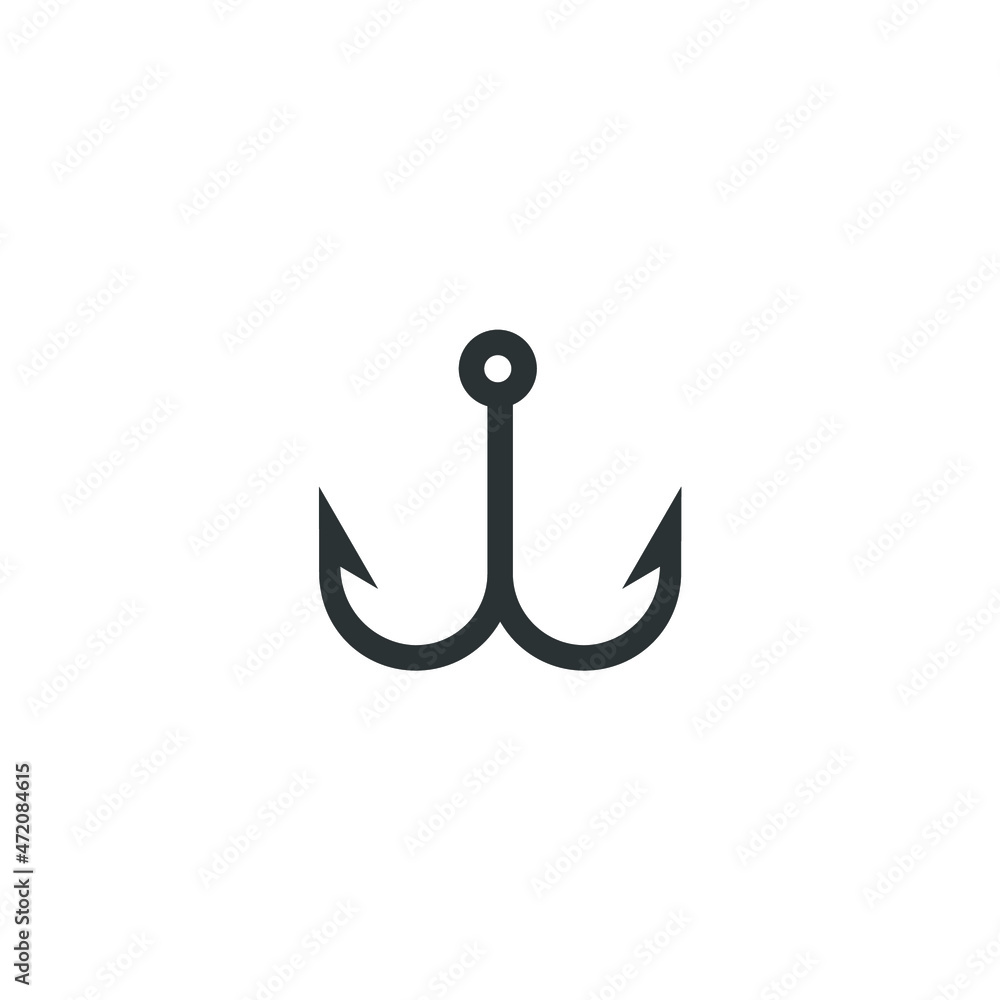 Vector sign of the fishing hook symbol is isolated on a white background. fishing hook icon color editable. Vector sign of the fishing hook symbol is isolated on a white background. fishing hook icon color editable.