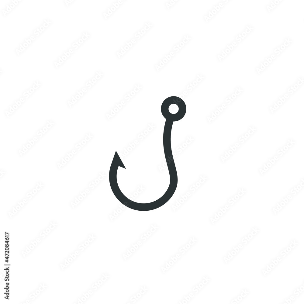 Vector sign of the fishing hook symbol is isolated on a white background. fishing hook icon color editable. Vector sign of the fishing hook symbol is isolated on a white background. fishing hook icon color editable.