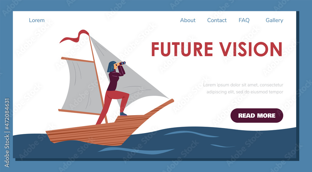 Future vision and business future goals website page, flat vector illustration. Future vision and business future goals website page, flat vector illustration.