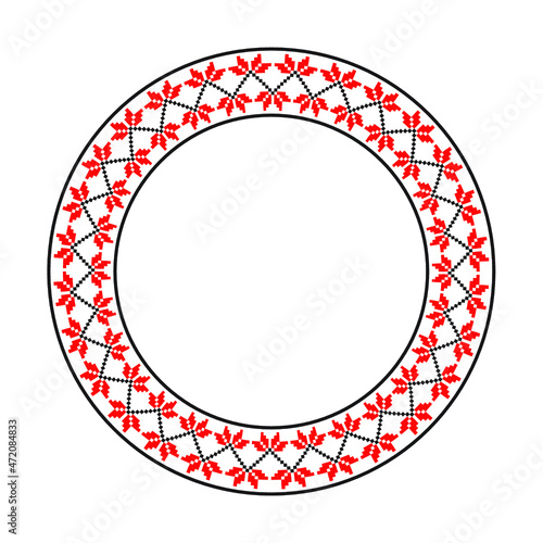 Traditional round frame floral embroidery motif