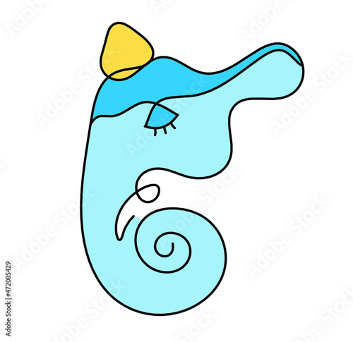 Silhouette of color Lord Ganesha as line drawing on the white background. Vector	
