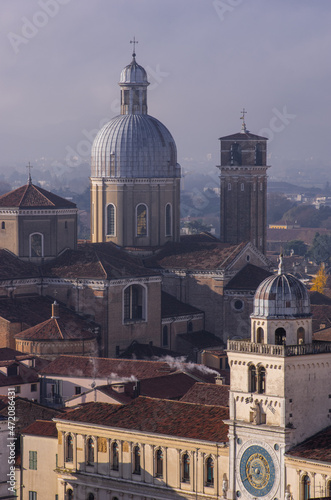 Padova city Duomo Cathedral from above aerial view