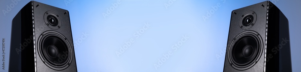 two huge columns with copy-space between them on a light blue background two huge columns with copy-space between them on a light blue background