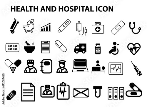 medical icon set design, hospital health care emergency assistance clinic and medicine vector illustration
