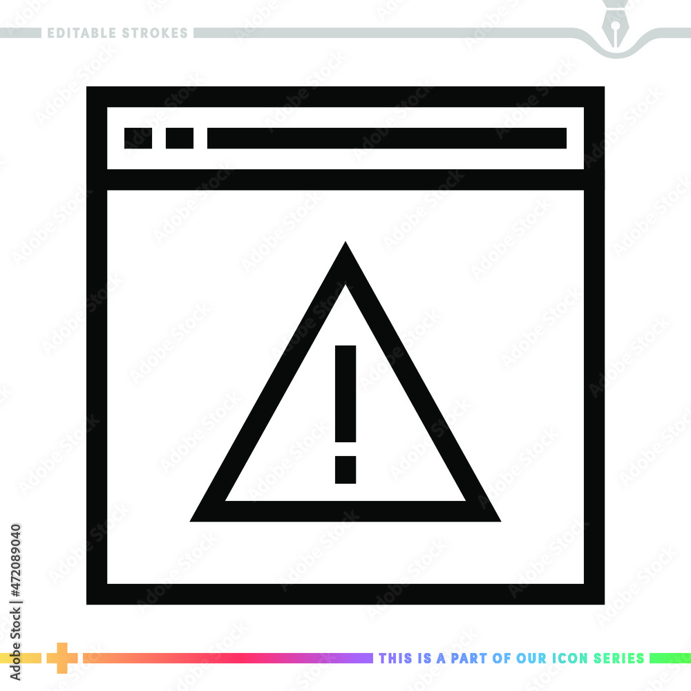 Editable line icon of system error as a customizable black stroke eps vector graphic.