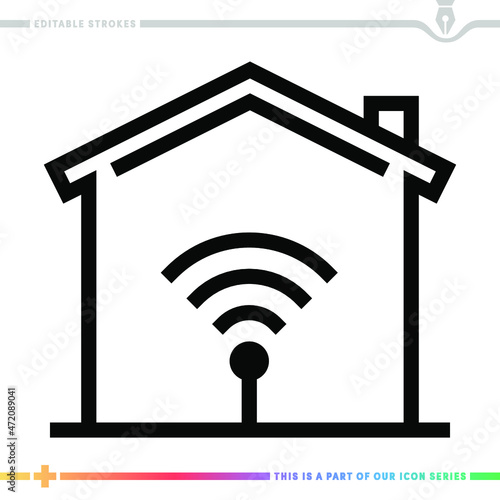 Editable line icon of internet of things as a customizable black stroke eps vector graphic.
