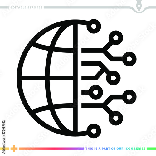 Editable line icon of integrated mobility as a customizable black stroke eps vector graphic.