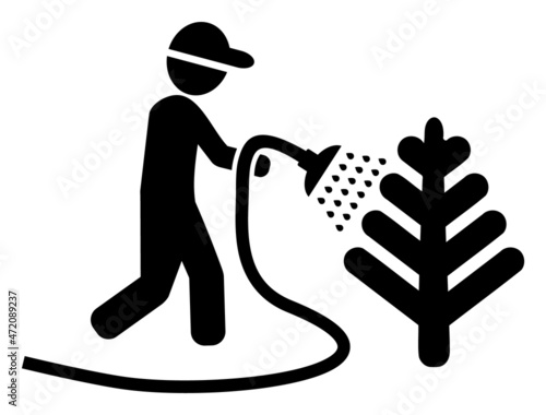 Garden shower vector icon on a white background. An isolated flat icon illustration of garden shower.