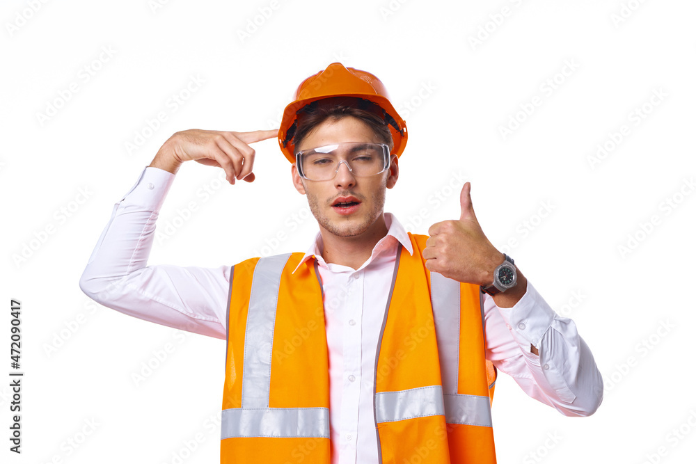 man in work uniform orange helmet safety professional work man in work uniform orange helmet safety professional work