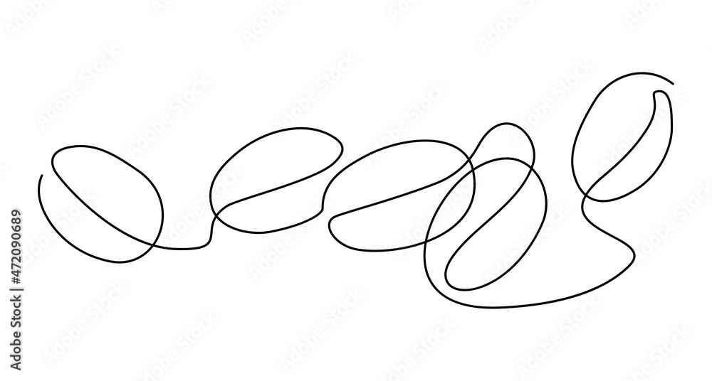 Coffee beans in a pile. Continuous line drawing. Vector illustration. Coffee beans in a pile. Continuous line drawing. Vector illustration.