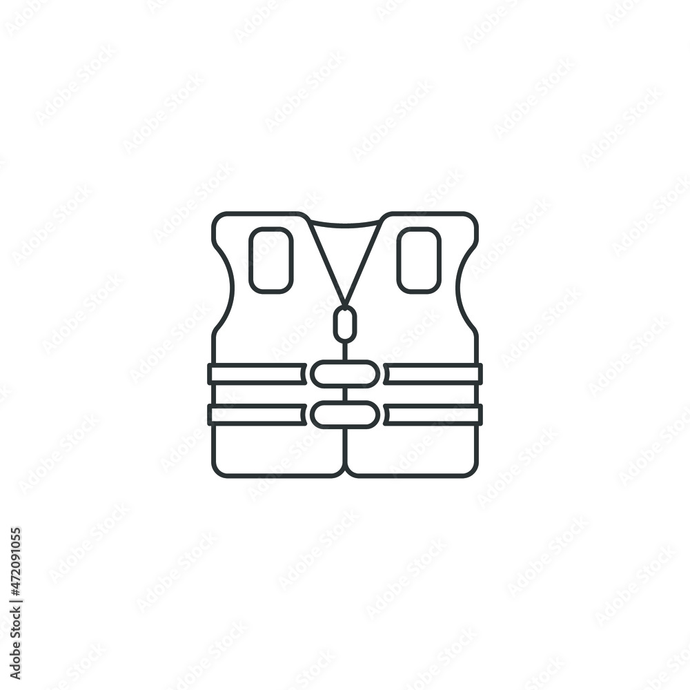 Obraz premium Vector sign of the life jacket symbol is isolated on a white background. life jacket icon color editable.