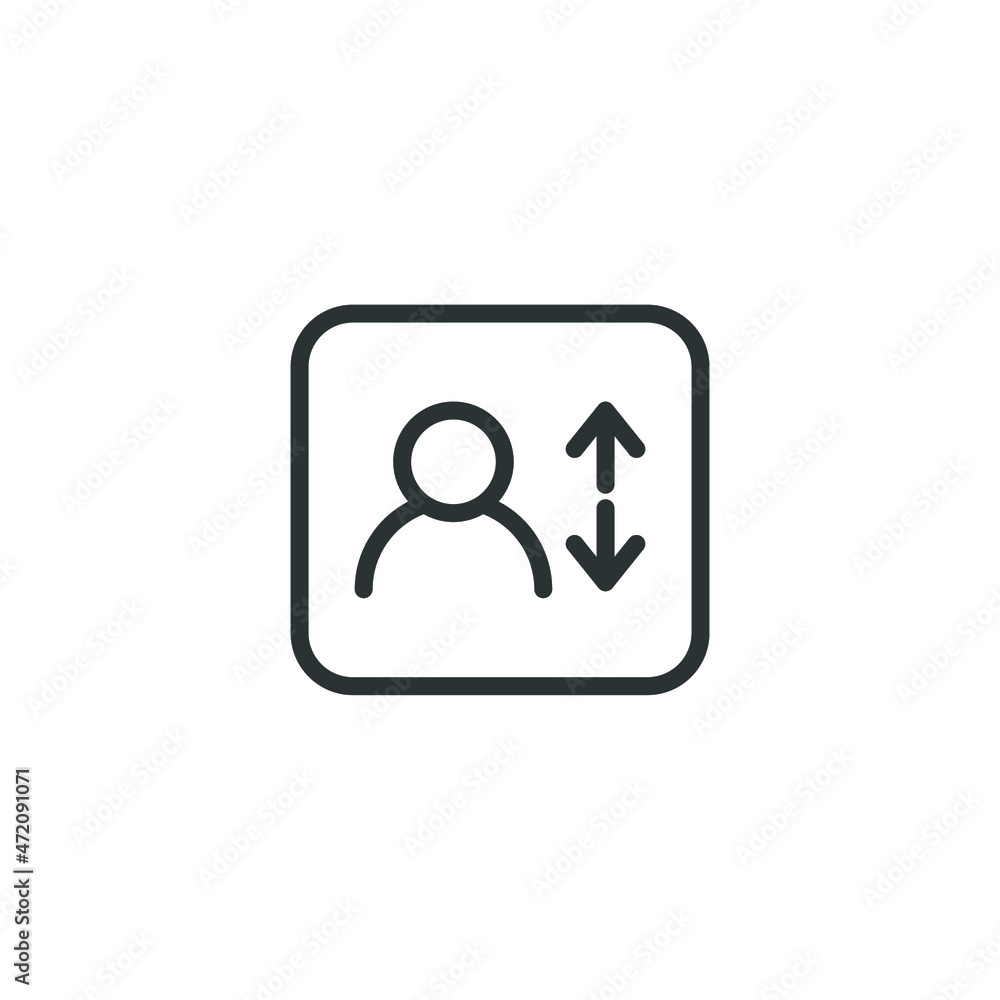 Vector sign of the lift symbol is isolated on a white background. lift icon color editable. Vector sign of the lift symbol is isolated on a white background. lift icon color editable.
